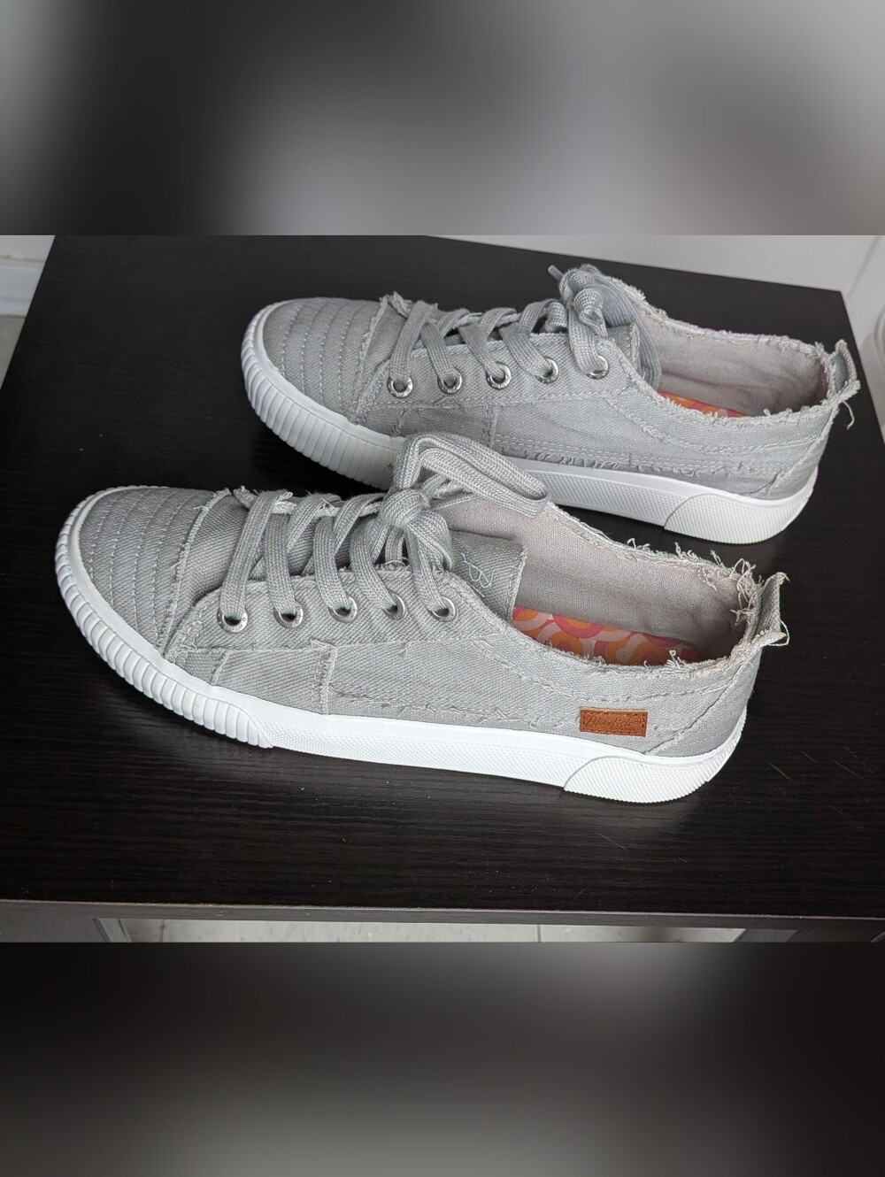 Blowfish Women's Gray Frayed Lace-Up Sneakers– Size 10